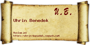 Uhrin Benedek névjegykártya